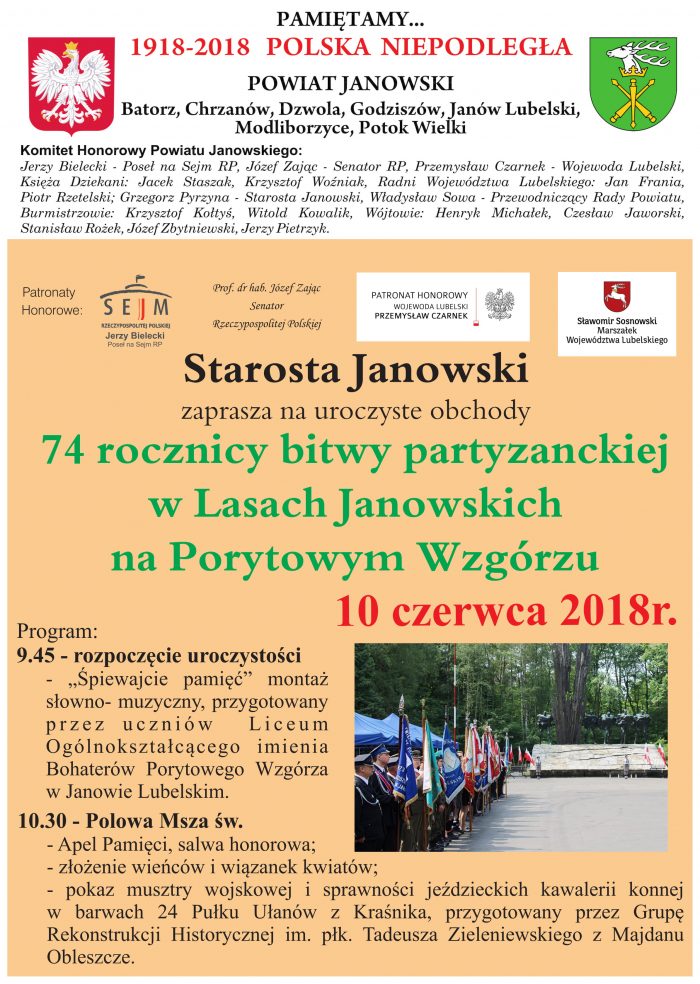 Miniaturka artykułu Obchody 74 rocznicy bitwy partyzanckiej w Lasach Janowskich na Porytowym Wzgórzu