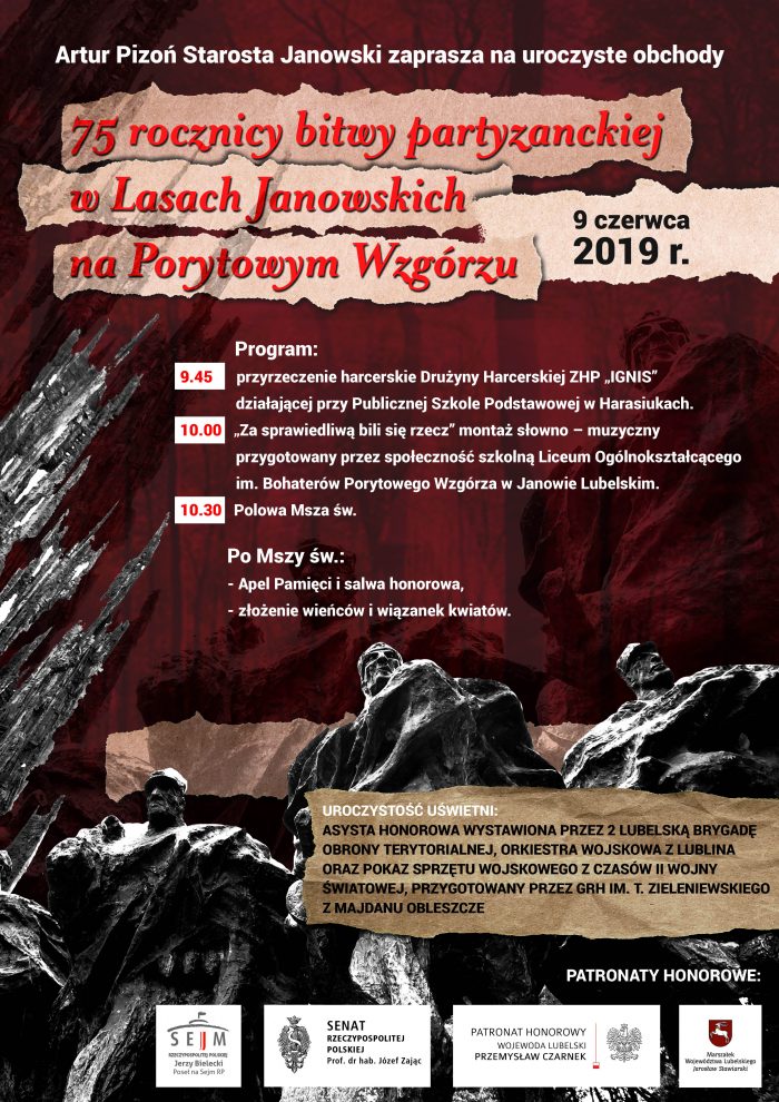 Miniaturka artykułu Uroczyste obchody 75 rocznicy bitwy partyzanckiej w Lasach Janowskich 9.06.2019