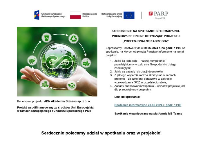 Miniaturka artykułu Projekt dla przedsiębiorców finansowany z UE w ramach EFS+ „Profesjonalne kadry GOZ”
