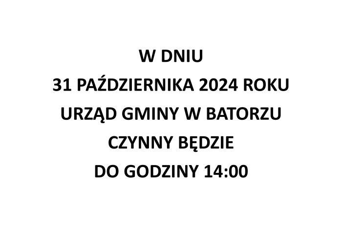 Miniaturka artykułu Zmiana godzin pracy UG (31.10.2024)