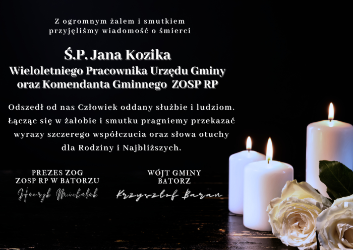 Miniaturka artykułu Z ogromnym smutkiem i żalem żegnamy Śp. Jana Kozika