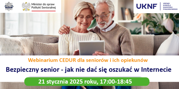 Miniaturka artykułu Webinarium CEDUR dla seniorów i ich opiekunów Bezpieczny senior – jak nie dać się oszukać w Internecie