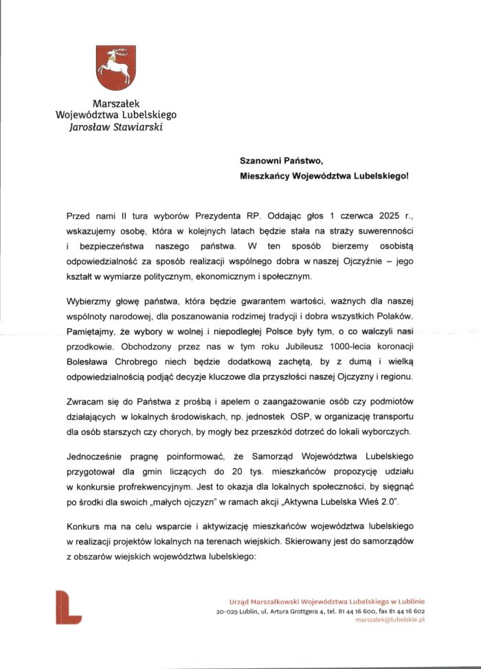 Miniaturka artykułu Konkurs profrekwencyjny. Spotkajmy się przy urnach wyborczych 1 czerwca !