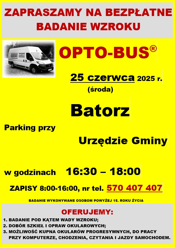 Miniaturka artykułu  OPTO-BUS Bezpłatne badanie wzroku