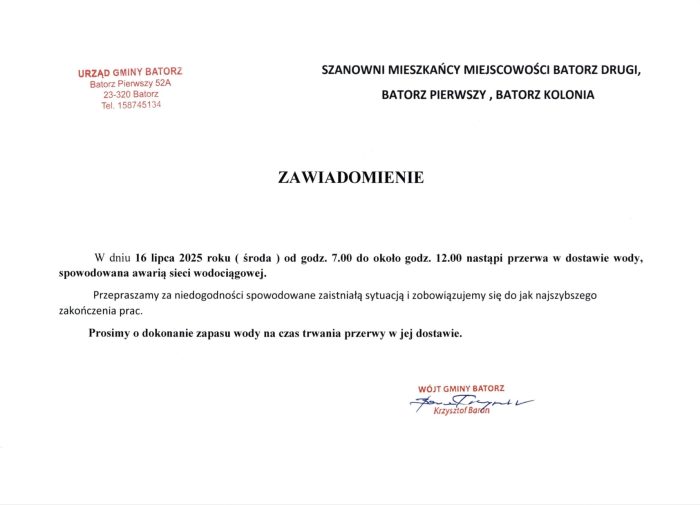 Miniaturka artykułu Uwaga! Przerwa w dostawie wody!