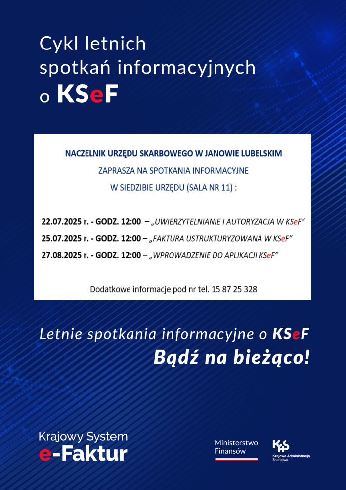 Miniaturka artykułu Zapraszamy na Spotkania informacyjne w Urzędzie Skarbowym w Janowie Lubelskim