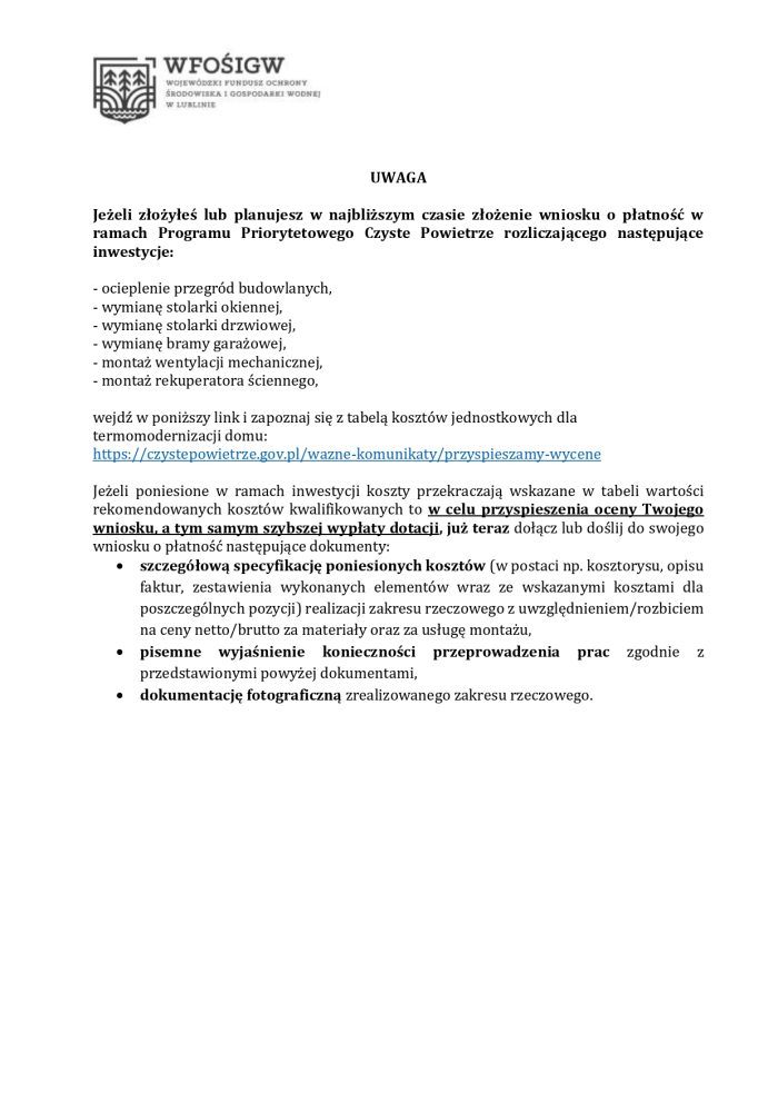 Miniaturka artykułu Komunikat WFOŚIGW w Lublinie dot. Programu Czyste Powietrze