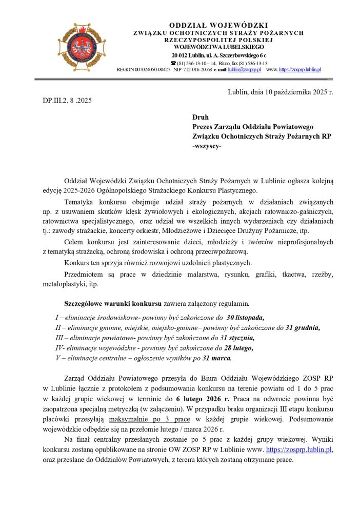 Miniaturka artykułu Informacja dot. nowej edycji Ogólnopolskiego Strażackiego Konkursu Plastycznego.