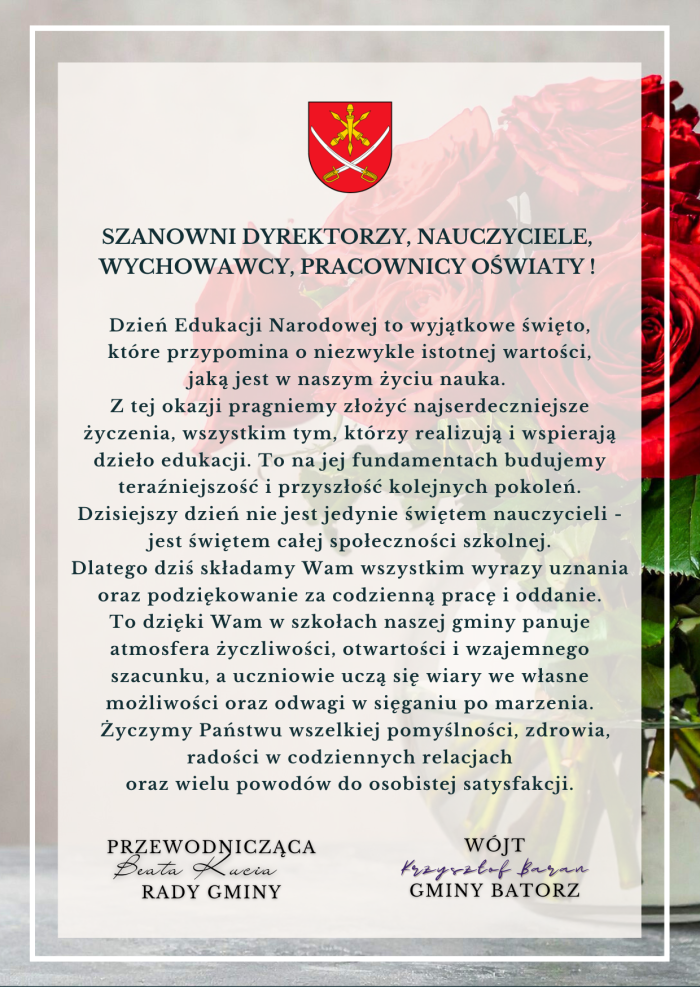 Miniaturka artykułu Życzenia z okazji Dnia Edukacji Narodowej