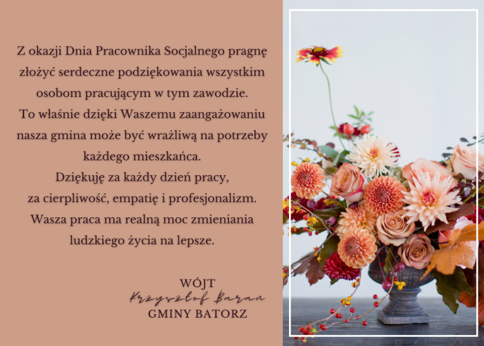Miniaturka artykułu Życzenia z okazji Dnia Pracownika Socjalnego 2025