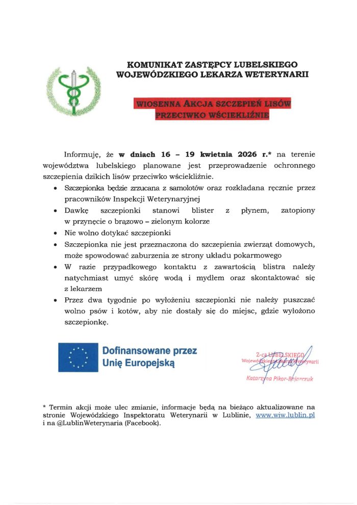 Miniaturka artykułu Uwaga Wiosenna akcja szczepienia lisów