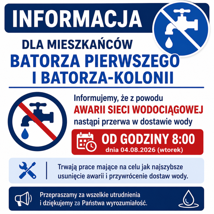 Miniaturka artykułu KOMUNIKAT dla mieszkańców Batorz Pierwszego i Batorza-Kolonii