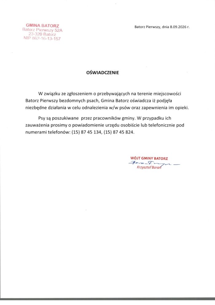 Miniaturka artykułu Informacja dot. bezdomnych psów
