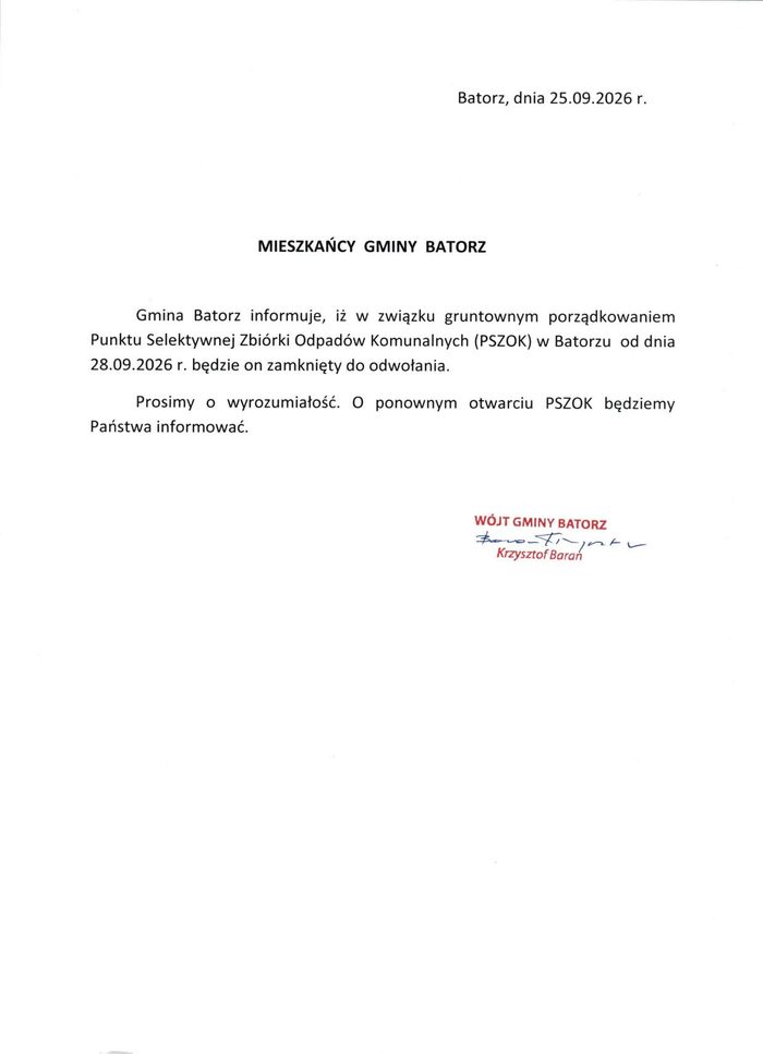 Miniaturka artykułu Informacja dotycząca PSZOK