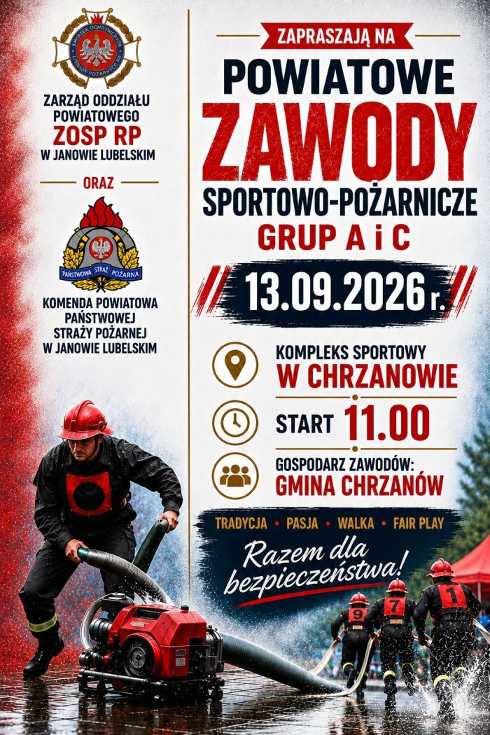 Miniaturka artykułu Powiatowe Zawody Sportowo-Pożarnicze Grup A i C w Chrzanowie – 13 września 2026
