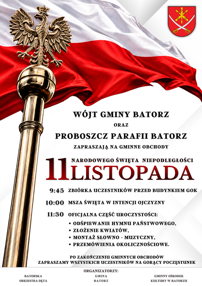 Miniaturka artykułu Zapraszamy na Gminne Obchody Narodowego Święta Niepodległości 11 Listopada